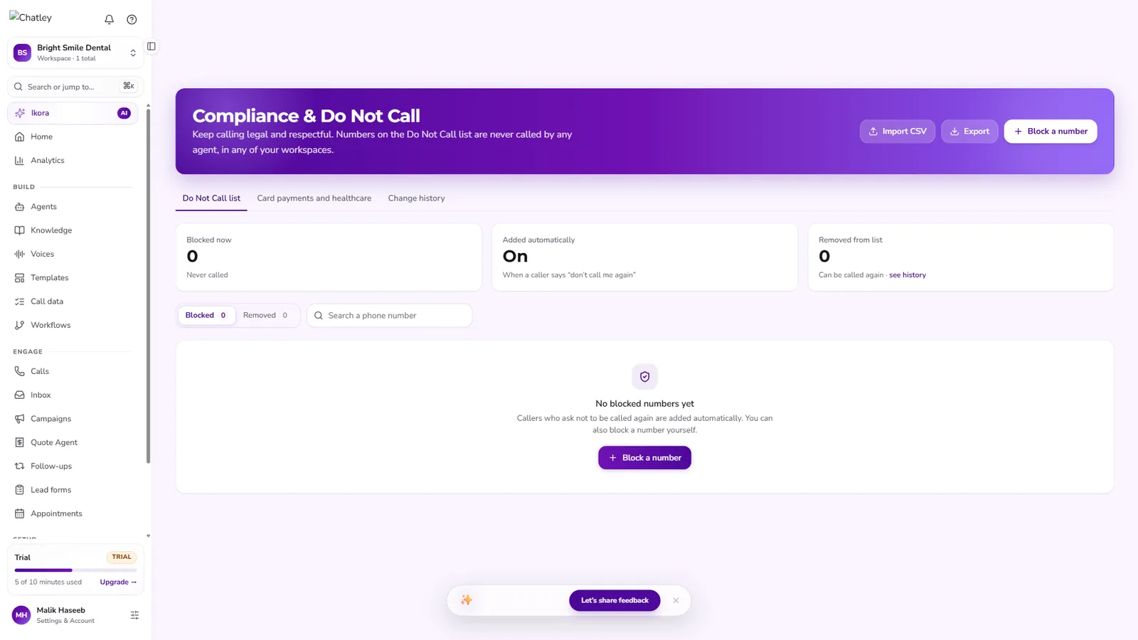 Compliance and Do Not Call page
